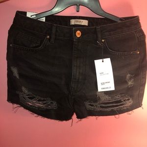 Black ripped denim shorts from Forever 21, unworn